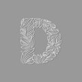 Ornamental paper letter D on gray