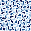 Ornamental pattern with azure blue paint splashes. Vector