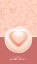 Ornamental pink banner with heart