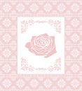 Ornamental pink seamless background with frame. Greeting card