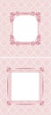 Ornamental pink seamless background with frame. Two patterns