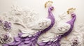 Elegant Purple Peacock Art. Floral Ornament, Luxury Design Royalty Free Stock Photo