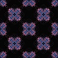 Ornamental repeating pattern design. Square mandala fire flames tiles blue and pink Royalty Free Stock Photo