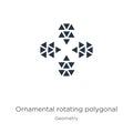 Ornamental rotating polygonal icon. Thin linear ornamental rotating polygonal outline icon isolated on white background from