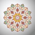 Ornamental round colorful geometric pattern in aztec style Royalty Free Stock Photo