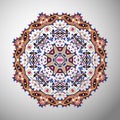 Ornamental round colorful geometric pattern in aztec style Royalty Free Stock Photo