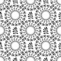 Ornamental round floral background. Seamless pattern with leaves for your design wallpapers, pattern fills, web page backgrounds, Royalty Free Stock Photo