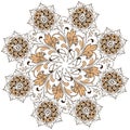 Ornamental round floral pattern on a white background.. Royalty Free Stock Photo