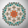 Ornamental round geometric pattern in aztec style