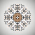 Ornamental round geometric pattern in aztec style