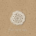 Ornamental round lace frame. Background for celebrations, holidays, sewing, arts, crafts, scrapbooks, setting table, cake Royalty Free Stock Photo