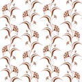 Ornamental seamless pattern with brown henna vertical flowers in indian mehndi style.