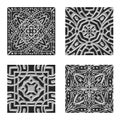 Ornamental silver and black tiling textures