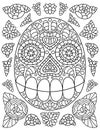 Ornamental skull and flowers for traditional Latin America festival Dia de Muertos vector illustration Royalty Free Stock Photo