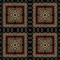 Ornamental squares seamless pattern with chain frames. Patterned lacy vector background. Repeat modern golden chains greek style Royalty Free Stock Photo