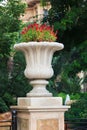 Ornamental stone flowerpot Royalty Free Stock Photo