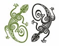 Ornamental tattoo set of stylized lizard, Vector illustration.