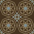 Ornamental triangular and round morocco seamless pattern.