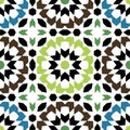 Ornamental triangular and round morocco seamless pattern.