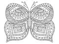 Ornamental unreal butterfly coloring page for adults vector illustration Royalty Free Stock Photo