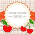 Ornamental vector frame with apple and cherry