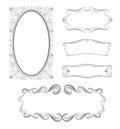 Ornamental vector mirror and text frames set