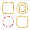 Ornamental vector round and quadrate frames with decorative color eggs for easter holiday