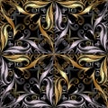 Ornamental vintage 3d seamless pattern. Black patterned vector d Royalty Free Stock Photo