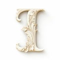 Elegant Ornate Ivory Letter T On White Background
