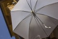 Ornamental white umbrellas in town