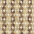 Ornamental worn textile geometric seamless pattern, vector abstract infinite retro background. Royalty Free Stock Photo