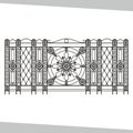 Ornamental wrought iron, fencing on white isolated background