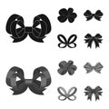 Ornamentals, frippery, finery and other web icon in black,monochrom style.Bow, ribbon, decoration, icons in set