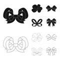 Ornamentals, frippery, finery and other web icon in black,outline style.Bow, ribbon, decoration, icons in set collection