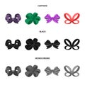 Ornamentals, frippery, finery and other web icon in cartoon,black,monochrome style.Bow, ribbon, decoration, icons in set