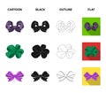 Ornamentals, frippery, finery and other web icon in cartoon,black,outline,flat style.Bow, ribbon, decoration, icons in