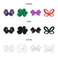 Ornamentals, frippery, finery and other web icon in cartoon,black,outline style.Bow, ribbon, decoration, icons in set