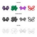 Ornamentals, frippery, finery and other web icon in cartoon,outline,monochrome style.Bow, ribbon, decoration, icons in