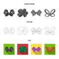 Ornamentals, frippery, finery and other web icon in flat,outline,monochrome style.Bow, ribbon, decoration, icons in set