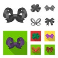 Ornamentals, frippery, finery and other web icon in monochrome,flat style.Bow, ribbon, decoration, icons in set