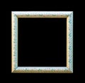 Ornamented white wood empty picture frame Isolated on black back Royalty Free Stock Photo