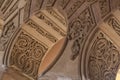 Ornaments in ancient arches in Muslim palace of Nasrid style, Alcazaba, Malaga