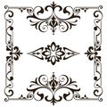 Ornaments elements floral retro corners frames borders stickers art deco design Royalty Free Stock Photo