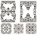 Ornaments elements floral retro corners frames borders stickers art deco design illustration