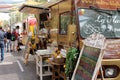 Ornaments and food for sale in a street food truck