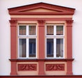 Ornaments and windows on a historic house from 1888 in Greifswald, Germany Royalty Free Stock Photo