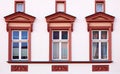 Ornaments and windows on a historic house from 1888 in Greifswald, Germany Royalty Free Stock Photo