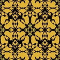Ornate abstract floral pattern with black and yellow decorative elements Graphic Royalty Free Stock Photo