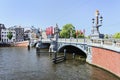 Ornate ancient bridge in Amsterdam Old Town.