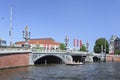 Ornate ancient bridge in Amsterdam Old Town. Royalty Free Stock Photo